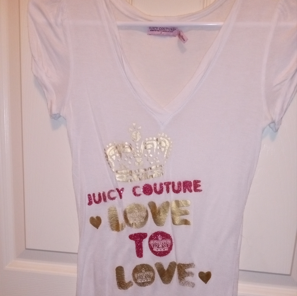 Juicy Couture Pink Label Silk Blend V-Neck Top Size P